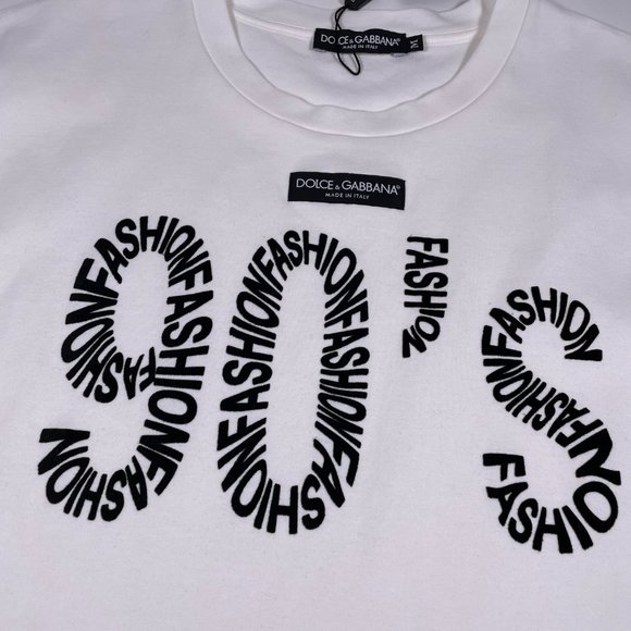 DOLCE&GABBANA White Jersey T-Shirt 90's Print - Picture 4 of 7
